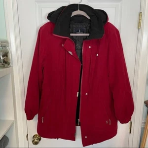 London Fog Red Warm Hooded Coat Medium - Picture 1 of 8