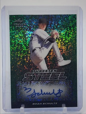 NOAH SCHULTZ 2022 LEAF TRINITY TUNGSTEN STEEL GREEN SPECKLE AUTO /3 Q1389 - Image 1 of 2