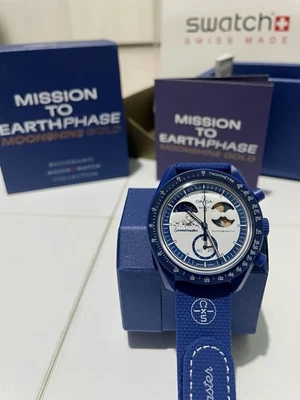 omega x swatch mission to earthphase moonshine gold nuovo con box e busta - Image 1 of 4