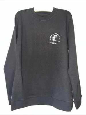 Moletom O'Neill Surf Co masculino M preto tripulação logotipo gráfico pulôver lã NOVO - Imagem 1 de 4