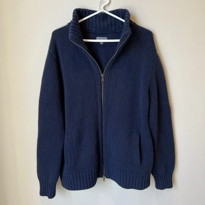 Cárdigan suéter tejido acanalado cremallera completa cachemir lana firma LL Bean para hombre XL Foto 1 de 4
