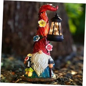 Solar Garden Statue Lights Gnome Figurine with Solar Lantern, Outdoor Garden - Picture 1 of 8