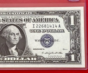 1957A $1 Dollar Silver Certificate (Blue Seal) Block I-A , Uncirculated - Picture 1 of 3