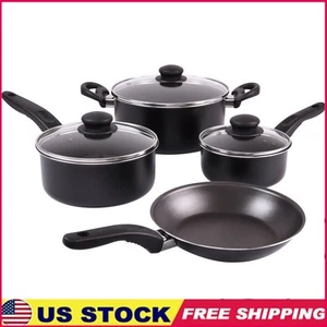 7 Piece Non Stick Aluminum Cookware Set Kitchen Pots Pans Easy Clean Durable New - Picture 1 of 7