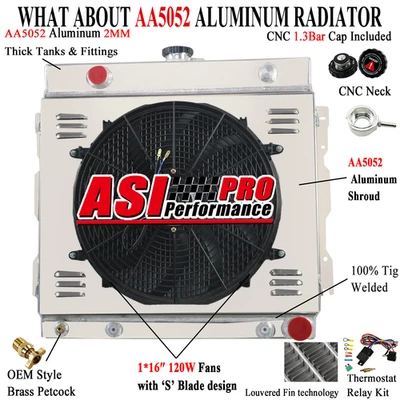 4ROW RADIATOR W/SHROUD FAN For 1975~79 DODGE D/W 100 150 200 300 TRUCK 5.2/5.9L. Foto 1 de 4