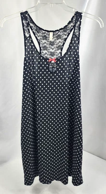 Camisón GEORGE Negro Blanco POLKA DOT Rosa Lazo Cuello Cerradura Para Mujer Lg 12-14 Foto 1 de 4