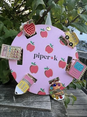 6 Pcs Piper K Jeweled Rhinestone BACK to SCHOOL 🍎Themed Hair Clips NEW! - Image 1 of 4