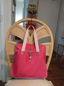 COLE HAAN KELSEY NYLON Pretty Pink Leather Top of Handle Satchel HANDBAG TOTE - Picture 1 of 9