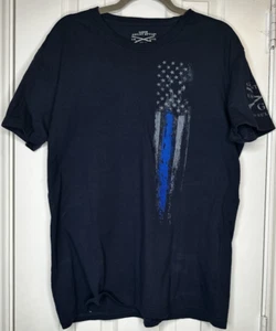 Grunt Style Thin Blue Line T-Shirt  Size L Patriotic Graphic Tee - Picture 1 of 8