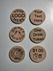 50 Customizable Drink Tokens Laser Etched Wood & American Made