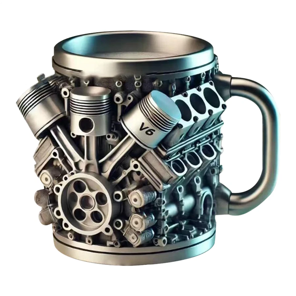 Cyberpunk Mech Engine Coffee Cup - PersonalityEngine Piston Black Coffee Mug - Image 1 of 4