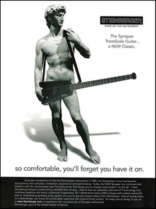 Steinberger Synapse Headless Bassgitarre Werbung Davidstatue Werbedruck - Bild 1 von 3