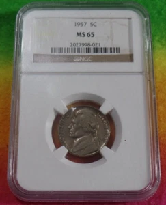 1957 5Cents Jefferson Nickel NGC MS 65 !!!NICE!!! - Picture 1 of 2