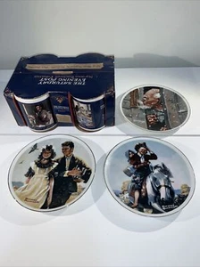 Vintage Norman Rockwell The Saturday Evening Post Box Set 4 Tassen Menge 3 Teller - Bild 1 von 10