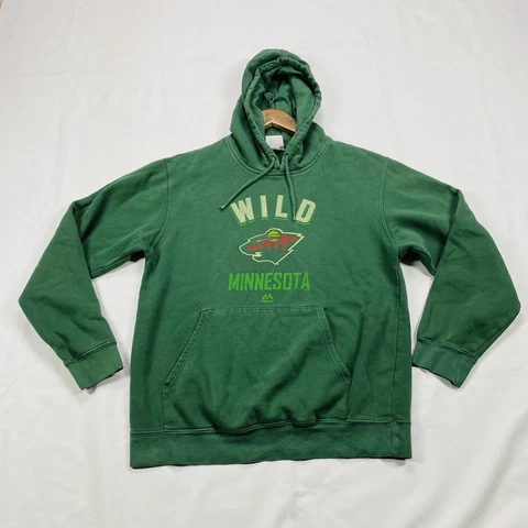Minnesota Wild Hoodie Womens Size L Large Hockey Green Majestic  Long Sleeve Cover