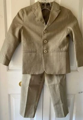 George Boys Beige Khaki Window Pane Blazer Jacket Sportcoat Pants Suit  Size 4 - Image 1 of 4