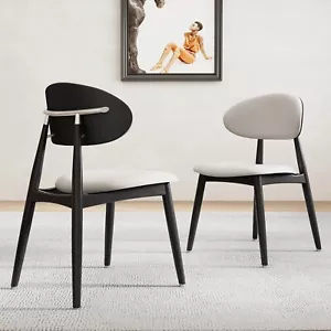 2PCS Mid-Century Style Accent Chairs with Solid Wood Legs & Ergonomic Backrest - Picture 1 of 13