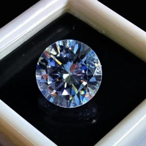 Faceted Cut Loose Gemstone Certified Natural Round White Cubic Zircon 6.80 Ct - Picture 1 of 5