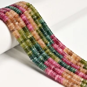 Multi-color Tourmaline Color Dyed Jade Smooth Rondelle Beads 2x6mm 15.5'' Strand - Picture 1 of 3