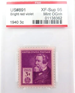 .US STAMP #891 1940 3c BRIGHT RED VIOLET PSE GRADED XF-SUP 95 MINT OGnh - Picture 1 of 2