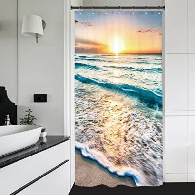  Stall Small Half Shower Curtain 36"W x 72"L (Pack of 1) A-01ocean Beach(36x72) - Image 1 of 4