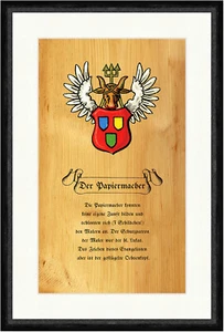 Der Papiermacher Papermaker Zirbenholz Arve Nostalgieschild Faks_Zunft 139 - Bild 1 von 1