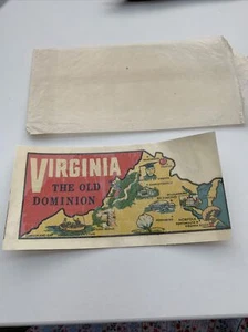 Virginia Map Vintage Goldfarb Novelty Co Car Travel Water Slide Decal - Picture 1 of 2