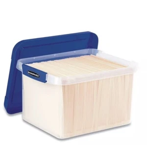 2x Bankers Box Heavy Duty Plastic File Storage Locking Lid Letter/Legal Clear - Picture 1 of 4