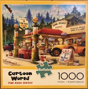 BUFFALO JIGSAW PUZZLE ~ CARTOON WORLD PINE ROAD SERVICE  ~ 1000 Pc - Picture 1 of 4
