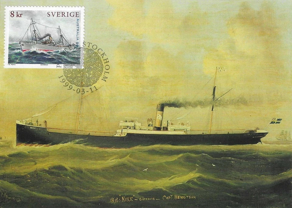 The Maritime Heritage Ship Nike Boat Australic Sweden Mint Maxi FDC Card 1999 - Image 1 of 1
