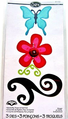 Butterfly Flower and Swirl Sizzix Sizzlits Die Set 657126 NEW! - Изображение 1 из 2