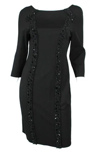Vestido Vaina BLUMARINE $1,395 NUEVO CON ETIQUETAS Negro Elastizado Jersey Detalle Adornado 44 - Imagen 1 de 7