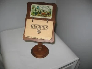 vintage wood kitchen recipe card holder pedestal on a stand - Picture 1 of 3