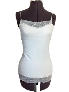 Y2K Express Sparkle Lace Trim Cami Tank Size M White Stretch Shelf Bra Fairy - Picture 1 of 13