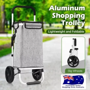 Shopping Trolley Foldable Shopping Cart For Grocery With Waterproof Cooler bag - Picture 1 of 18