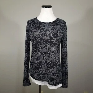 Neu Kenneth Cole schwarz weiß Punkte Print asymmetrisch gerafft Lagenlook Top M Bluse - Bild 1 von 11