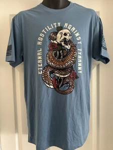 Camisa Estilo Grunt Mujer Azul Manga Corta Calavera Serpiente EE. UU. Grande - Imagen 1 de 7