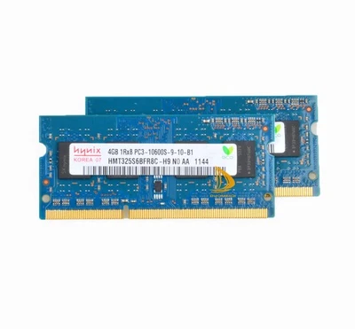 Hynix 2x 4GB 1RX8 PC3-10600S DDR3-1333Mhz 1.5V SODIMM Laptop Memory RAM - Image 1 of 4