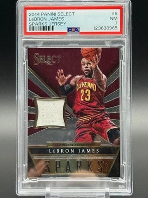 LEBRON JAMES 2014 Panini Select SPARKS JERSEY GAME WORN PATCH #'D 35/149 PSA 7 - Image 1 of 2
