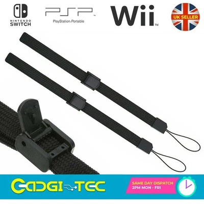 2x Black Adjustable Hand Wrist Strap For Nintendo Wii Remote Controller PS Move - Image 1 of 3