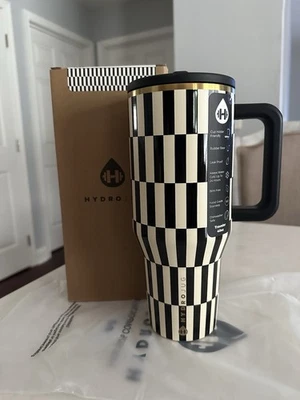 Hydrojug Black Tie Black White Gold Traveler Cup 40oz DSG Tumbler NEW IN HAND - Image 1 of 4