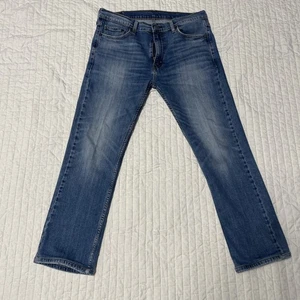 Levis 513 Jeans Mens 33x30 Blue Medium Wash Cotton Slim Relaxed Fit Workwear - Picture 1 of 7