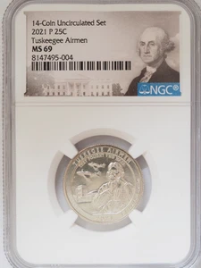 2021-P MS69 Tuskegee Airmen 14-Coin Unc Set America the Beautiful Quarter #004 - Picture 1 of 2