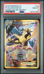 2016 Pokemon Xy Fates Collide Alakazam EX #125 Fa Full Art Secret PSA 8 New Cert - Picture 1 of 2