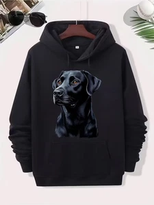 NEW L Men's Labrador Retriever Black Hoodie Dog Hooded Sweatshirt Pet Lover - Picture 1 of 4
