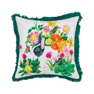 Conejito Floral Primavera Estampado y Adornado Primavera Pascua Temático Acento Tiro - Imagen 1 de 4