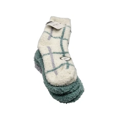 Cuddl Duds плюшевые носки для отдыха 3 пары женские 4-10 белые зеленые уютные мягкие пушистые - Изображение 1 из 4