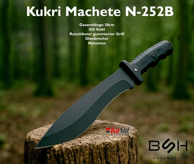 BSH ABENTEUER Kukri Machete N-252B| 38cm Buschmesser Arbeitsmesser Haumesser Hack-Messer Knife