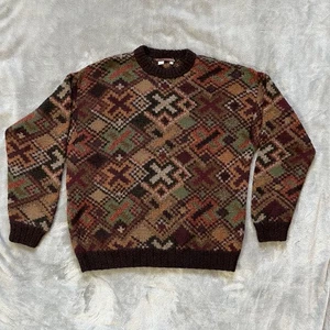 Peruvian Connection 100% Alpaca Sweater Men’s XL Geometric Aztec Southwest Knit - Picture 1 of 11