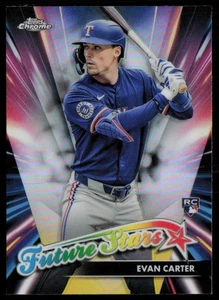 EVAN CARTER 2024 TOPPS CHROME UPDATE FUTURE STARS RC TEXAS RANGERS #FSU-13 - Picture 1 of 2